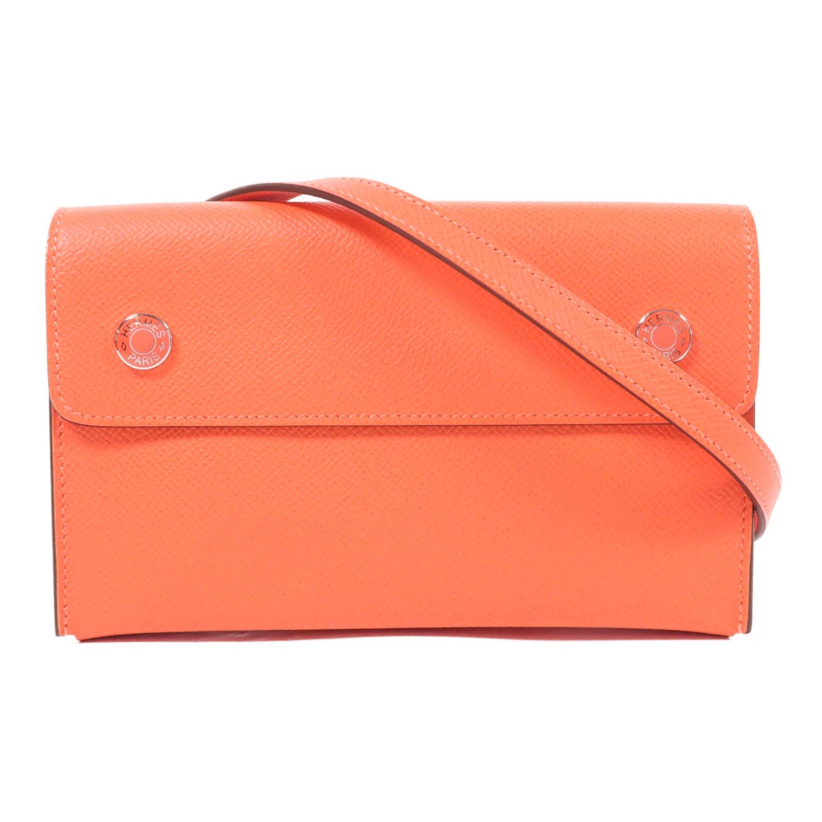 HERMES Epsom皮革Hermesnap Wallet銀扣肩背袋