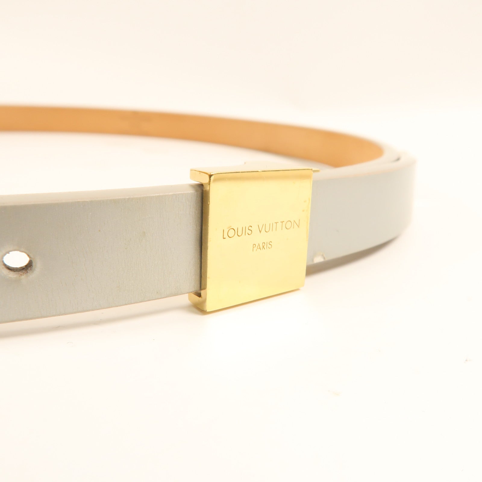 LOUIS VUITTON【激減優惠】 牛皮皮革Belt金扣皮帶灰色
