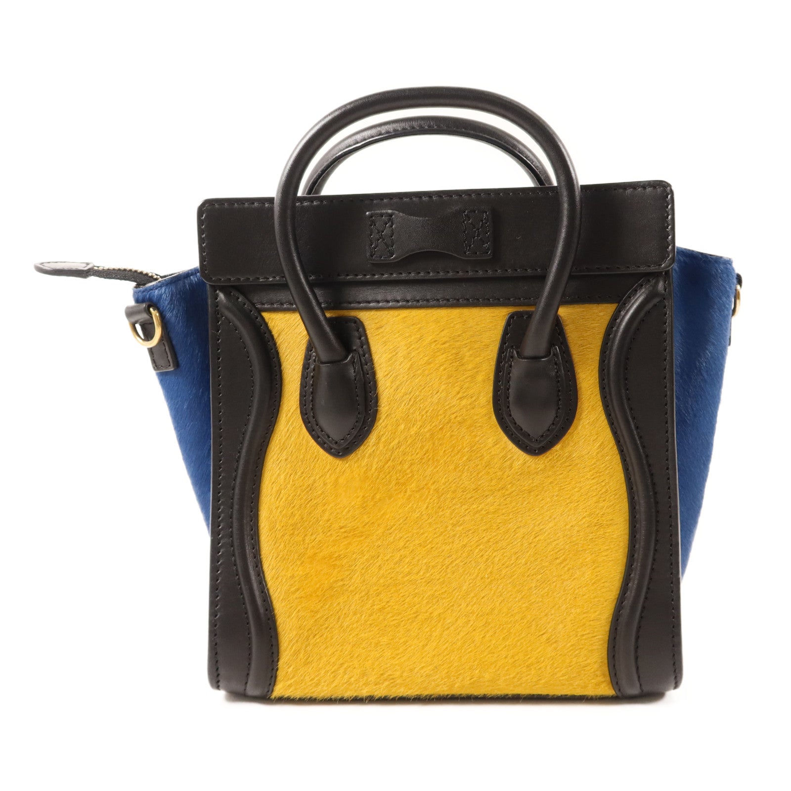 CELINE 牛皮皮革/馬毛Nano Luggage金扣手挽肩背兩用袋