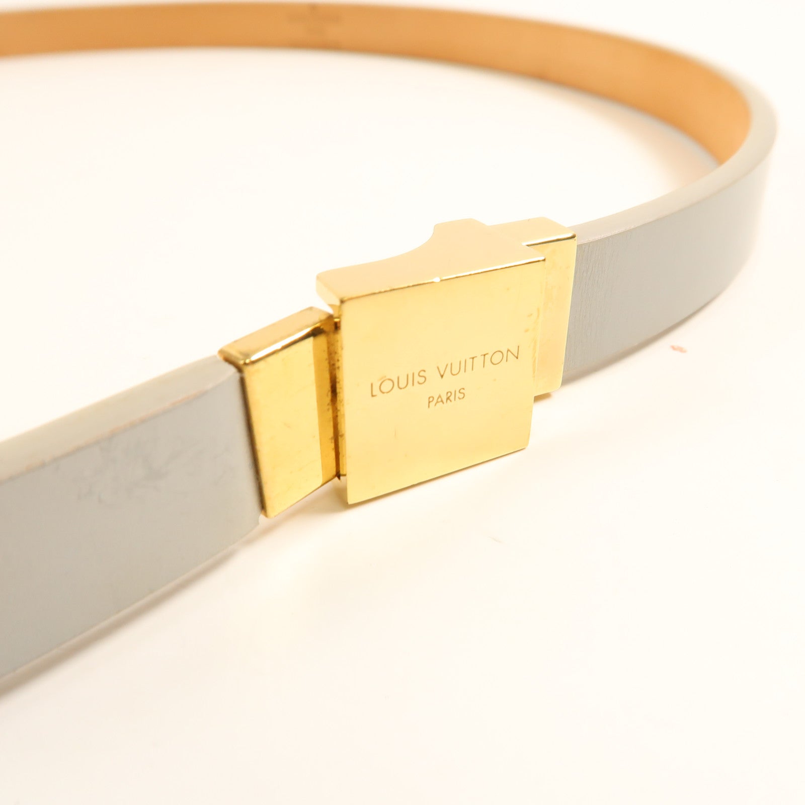 LOUIS VUITTON【激減優惠】 牛皮皮革Belt金扣皮帶灰色