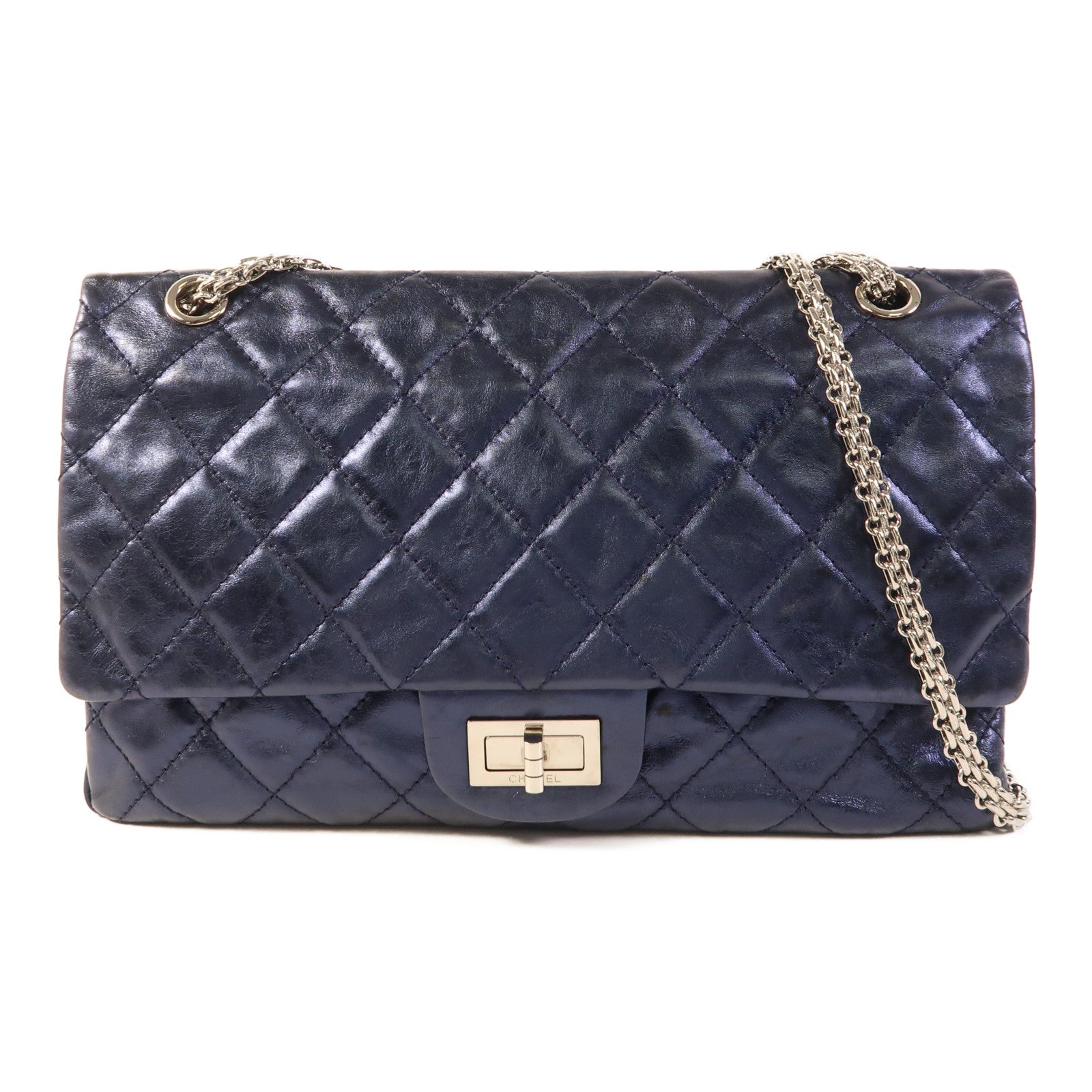 CHANEL 【激減優惠】牛皮皮革2.55銀扣鏈帶肩背袋