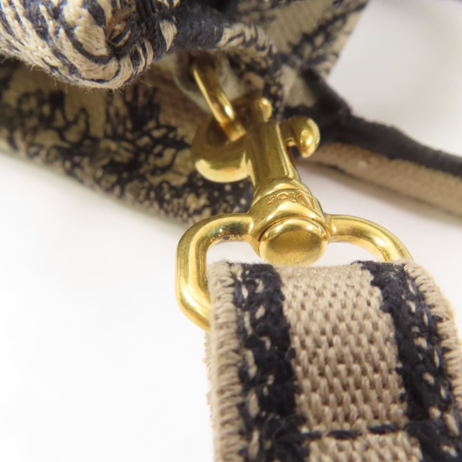 Dior 帆布Mini Vertical Dior Book Tote金扣手挽肩背兩用袋淺褐色/黑色