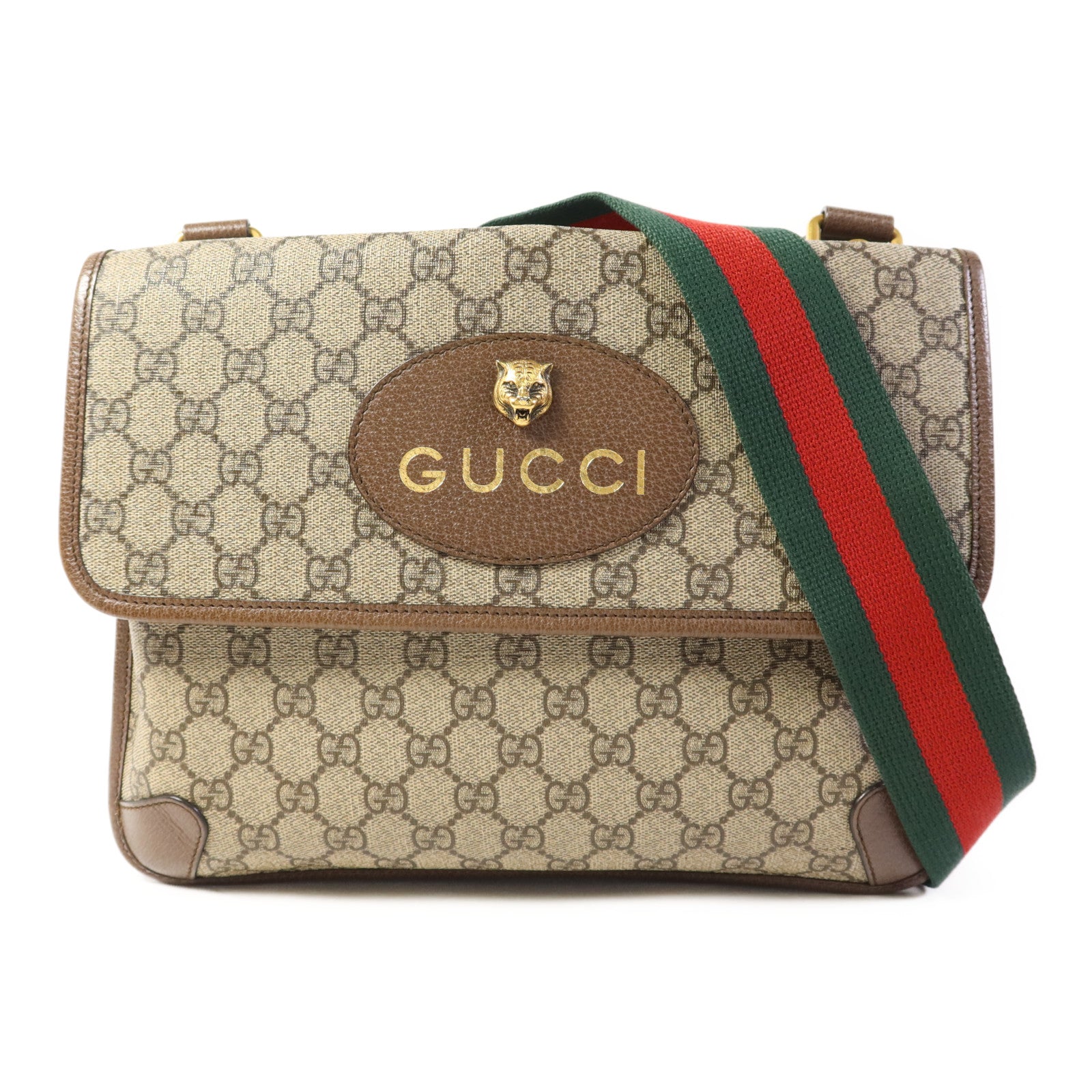 GUCCI 塗層帆布GG Messenger Bag金扣肩背袋
