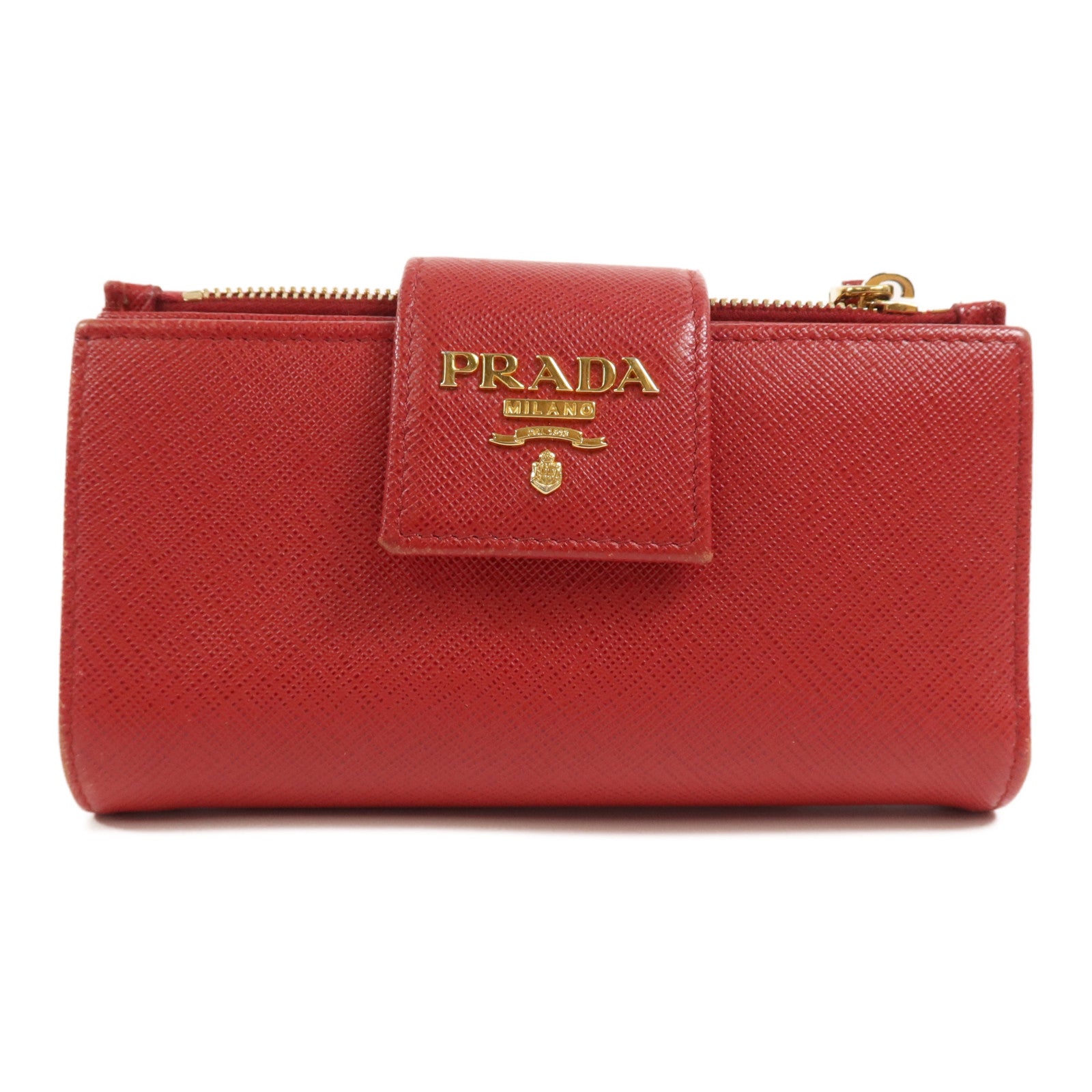 PRADA Saffiano皮革Wallet金扣錢包