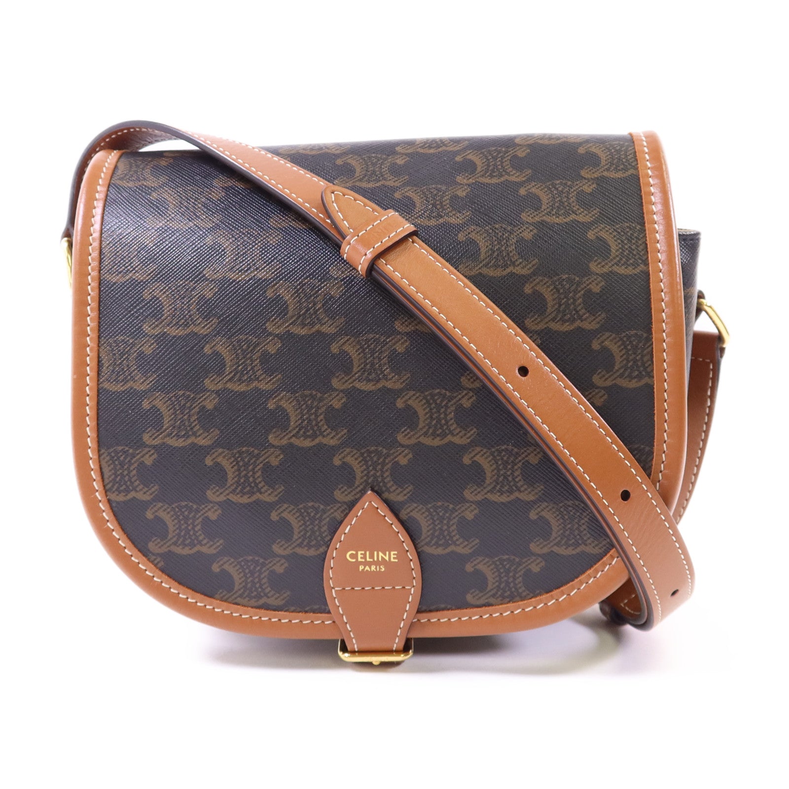 CELINE 塗層帆布Folco金扣肩背袋