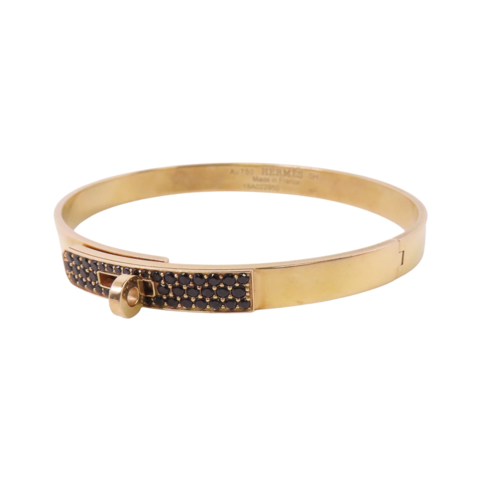 HERMES 18K玫瑰金Kelly Black Sapphire Bangle金扣黑色藍寶石手鐲