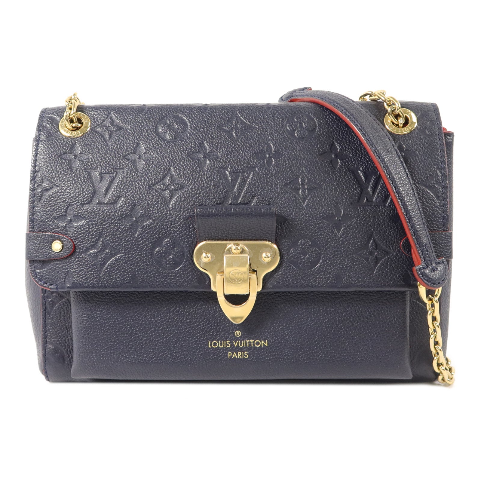 LOUIS VUITTON Monogram Empreinte Vavin PM肩背袋深藍色