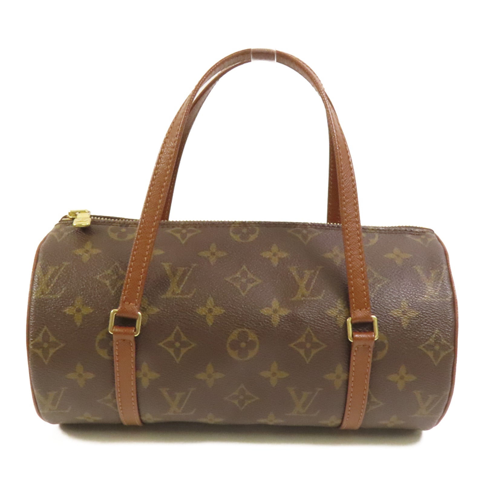 LOUIS VUITTON Monogram Papillon金扣手挽袋棕色