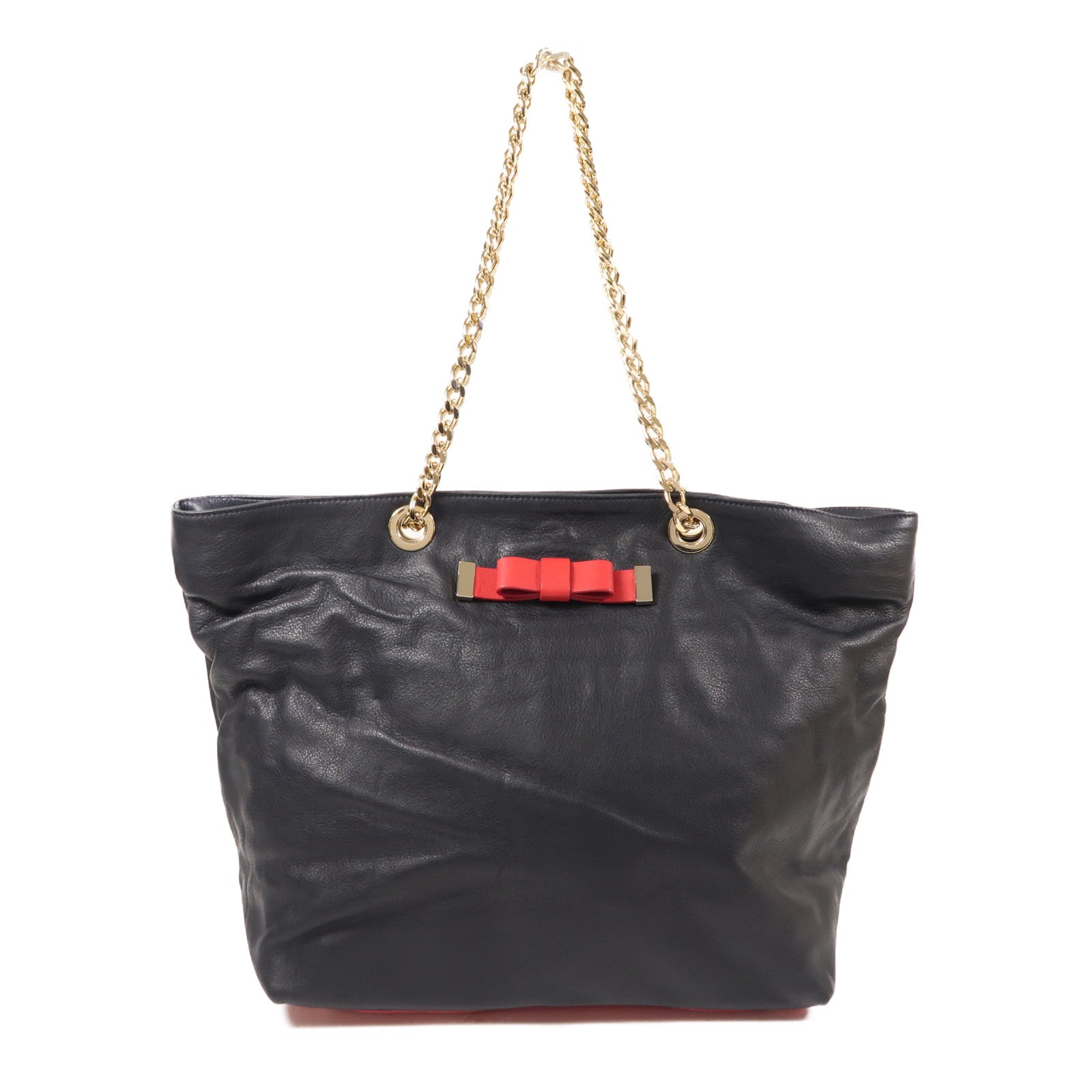 Valentino 牛皮皮革Chain Shoulder金扣肩背袋