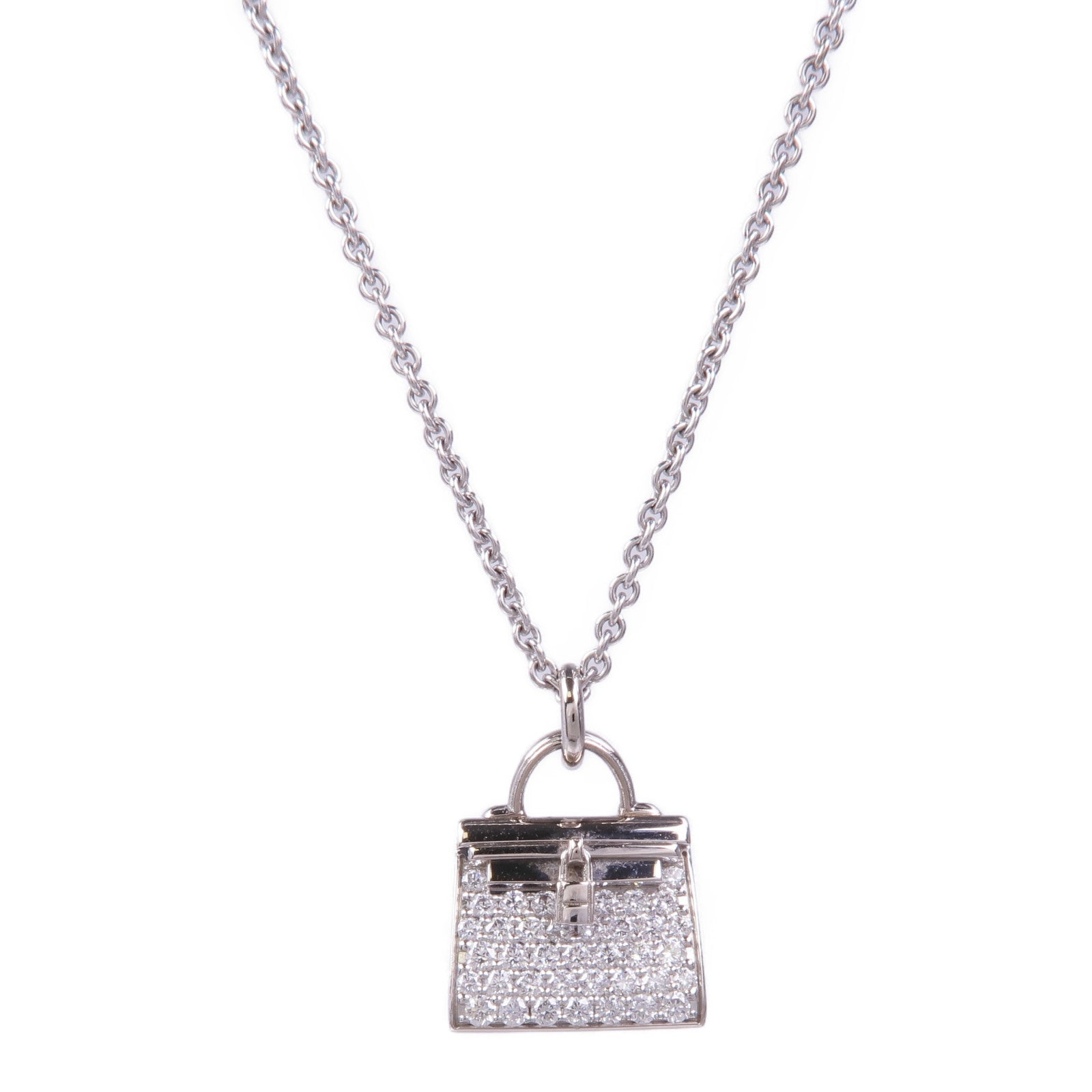 HERMES 【激減優惠】18K白金Kelly Pendant鑽石項鍊