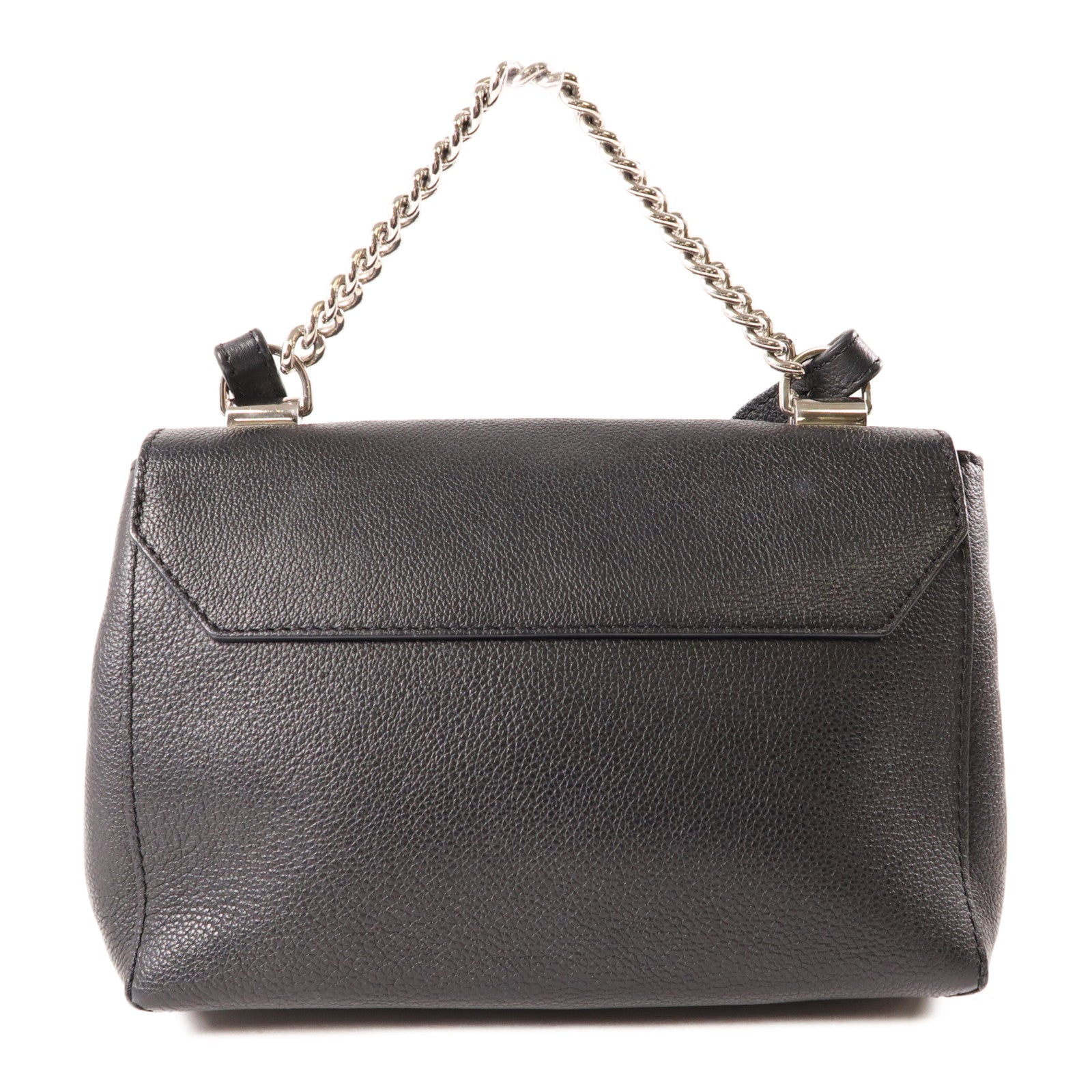 LOUIS VUITTON 牛皮皮革Lockme II BB銀扣鏈帶手挽肩背兩用袋黑色