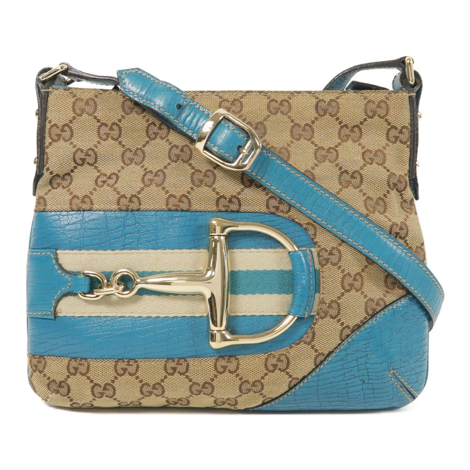 GUCCI 帆布Shoulder Bag金扣肩背袋