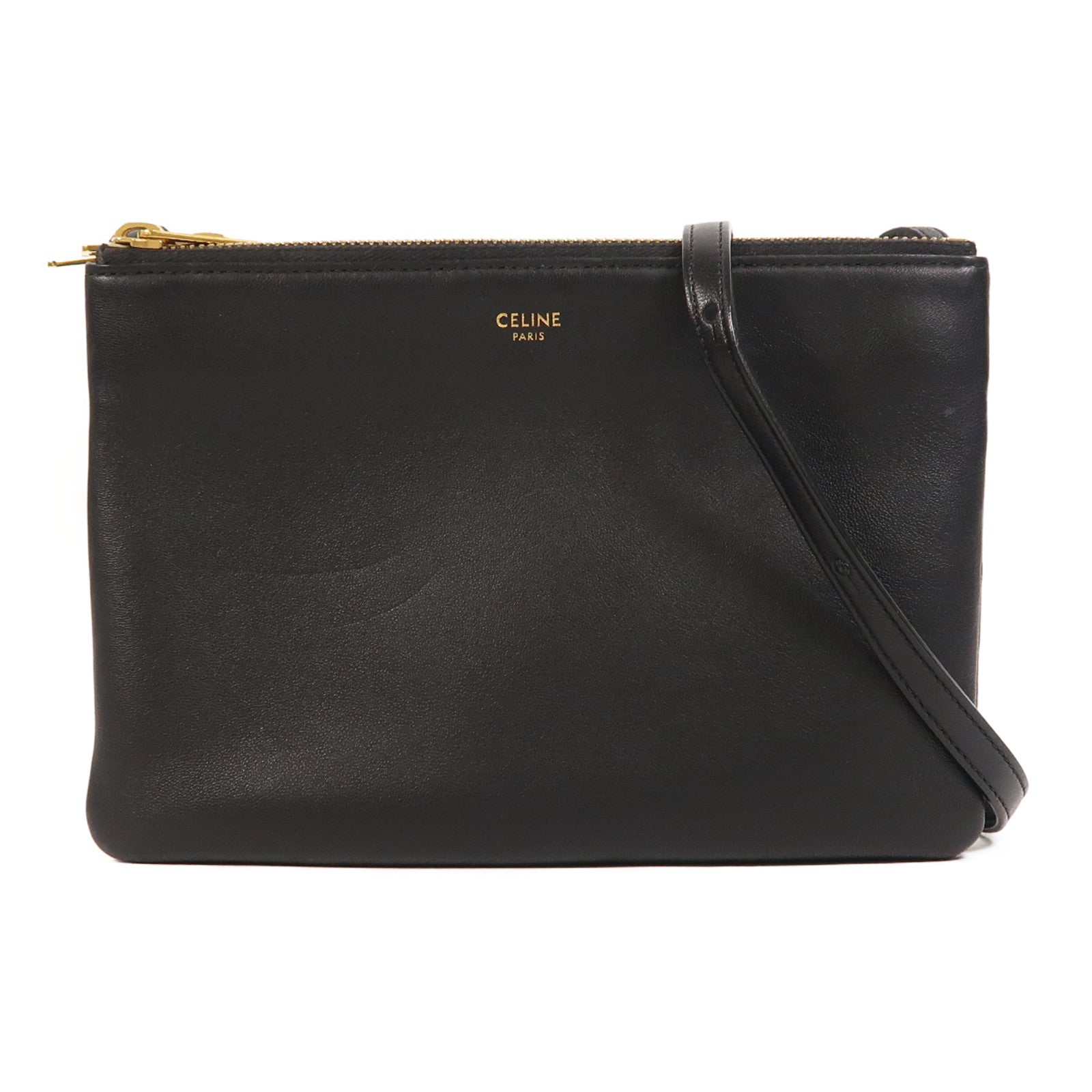 CELINE 羊皮皮革Trio金扣肩背袋