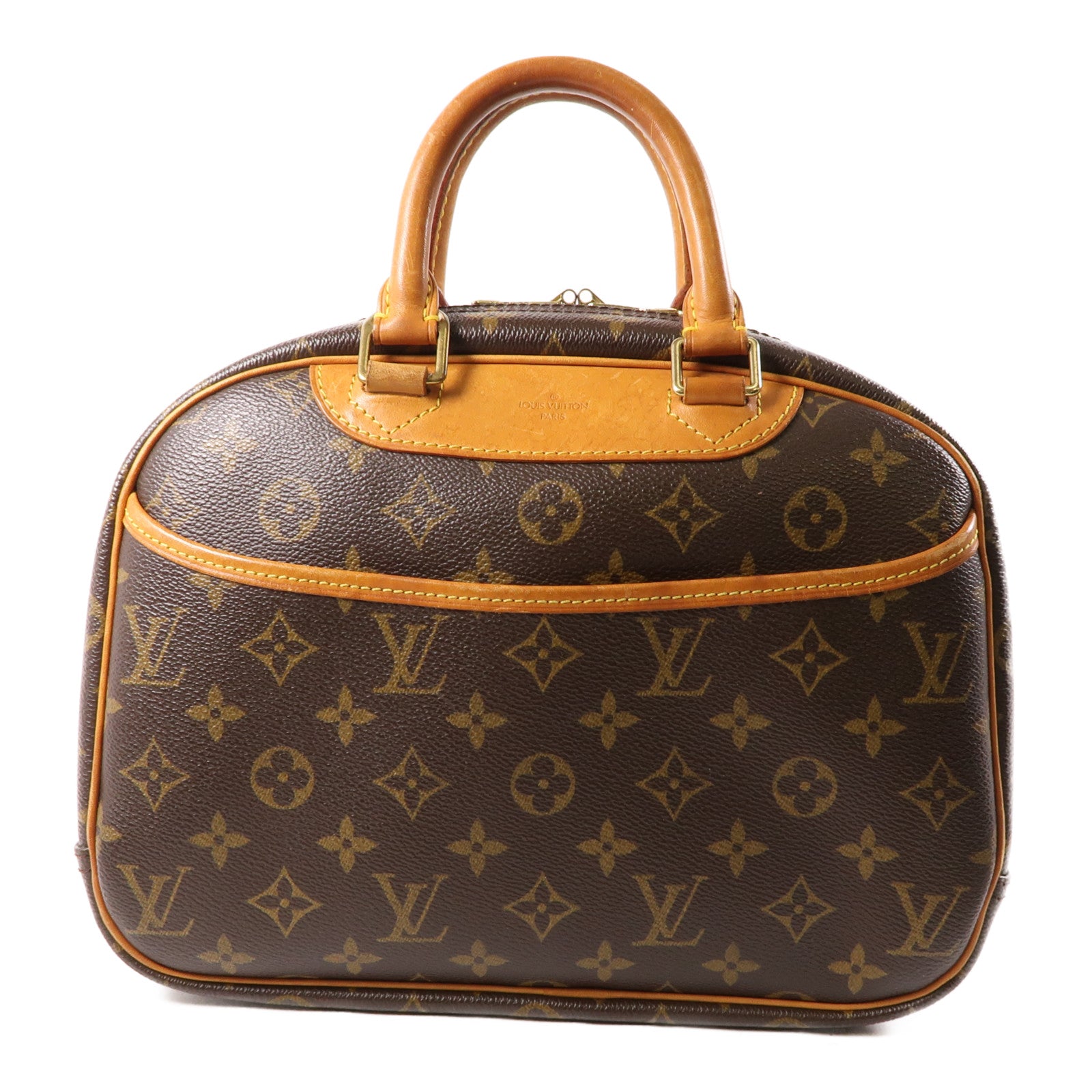 LOUIS VUITTON Monogram Trouville金扣手挽袋棕色