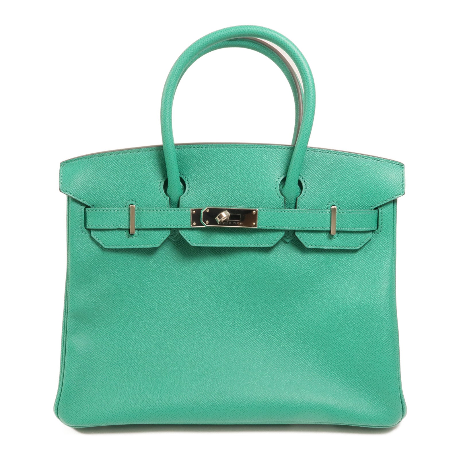 HERMES Epsom皮革Birkin 30銀扣手挽袋Vert Jade