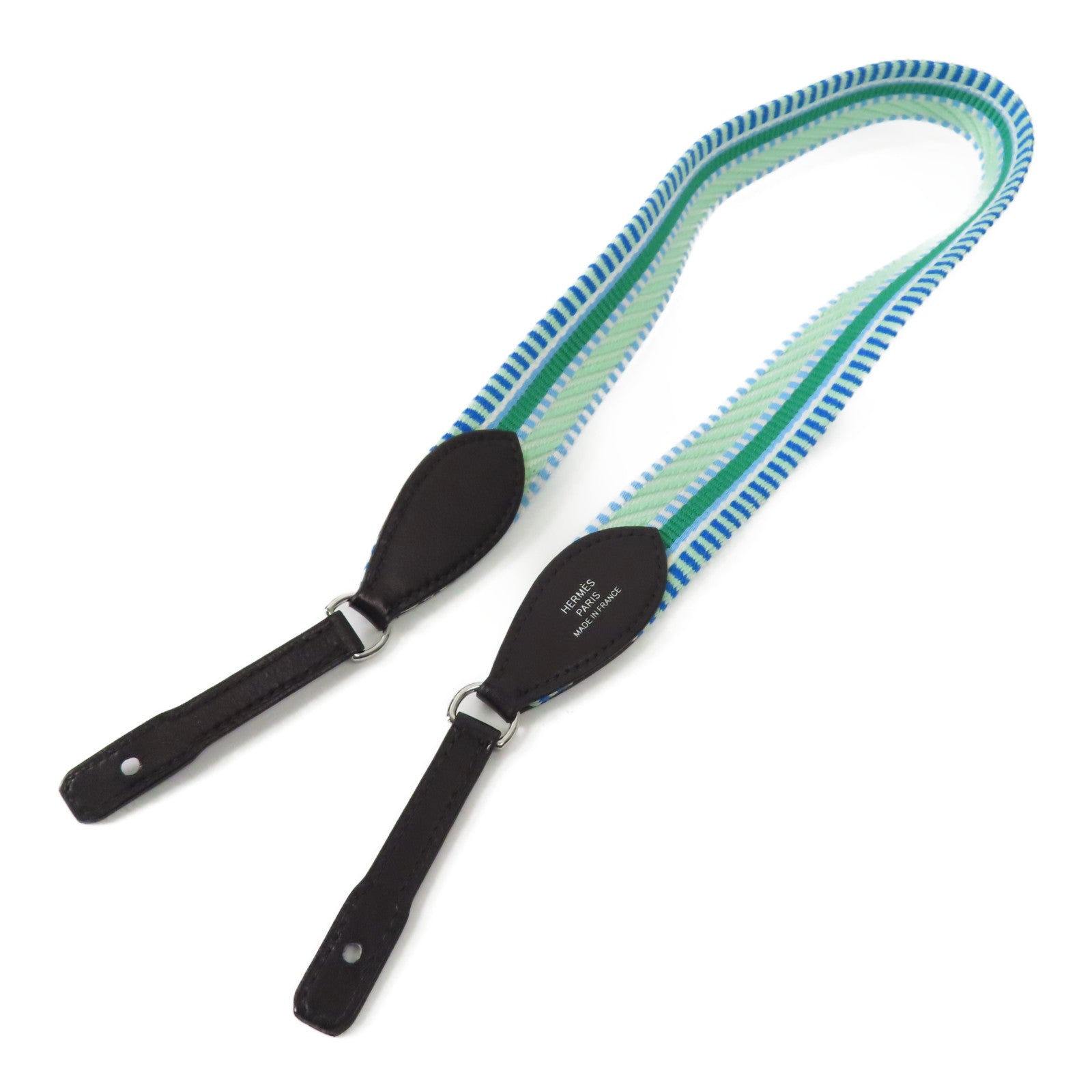 HERMES PHW Shoulder Strap Canvas Green Blue