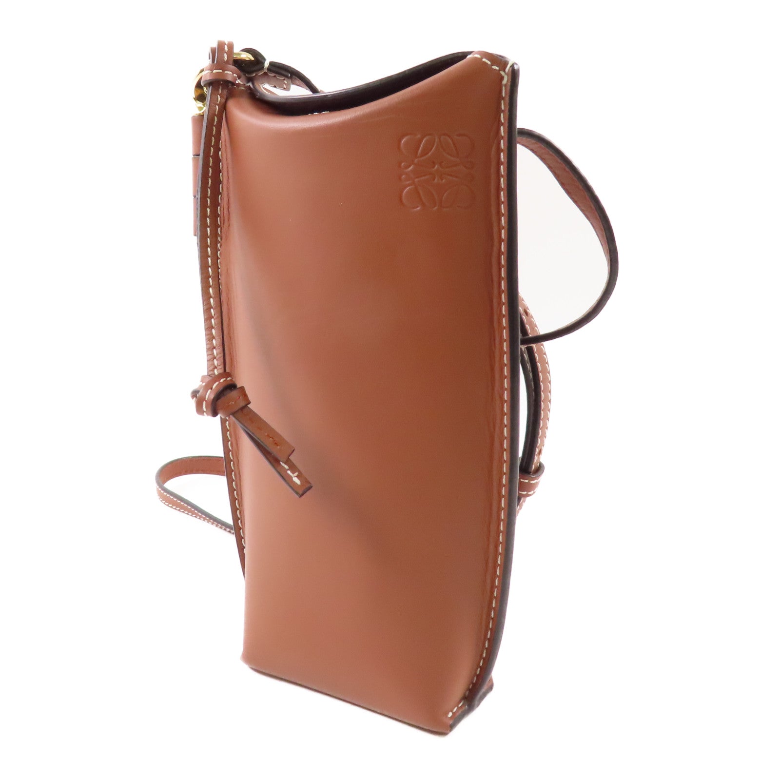 LOEWE 牛皮皮革Gate Pocket銀扣肩背袋