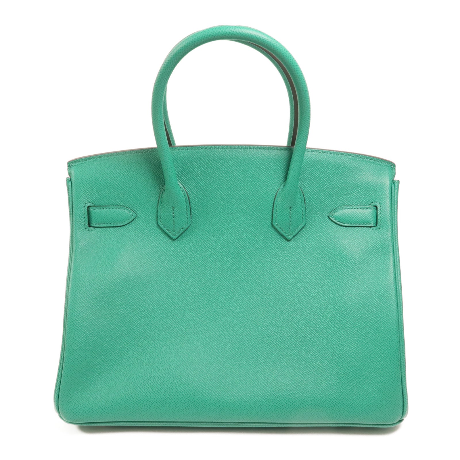 HERMES Epsom皮革Birkin 30銀扣手挽袋Vert Jade