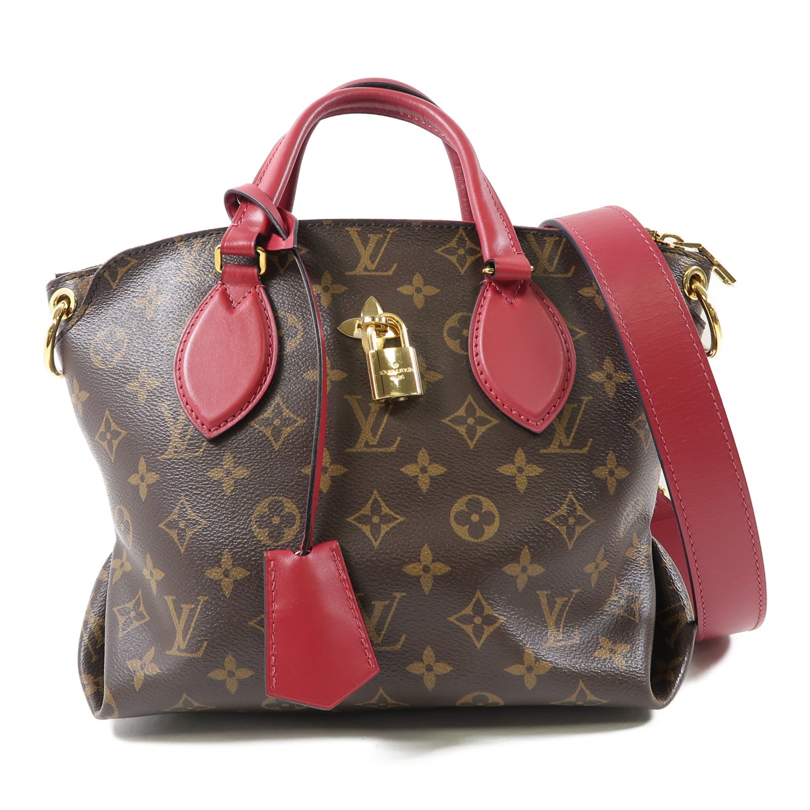 LOUIS VUITTON 【激減優惠】Monogram Flower Zipped Tote PM金扣手挽肩背兩用袋啡色