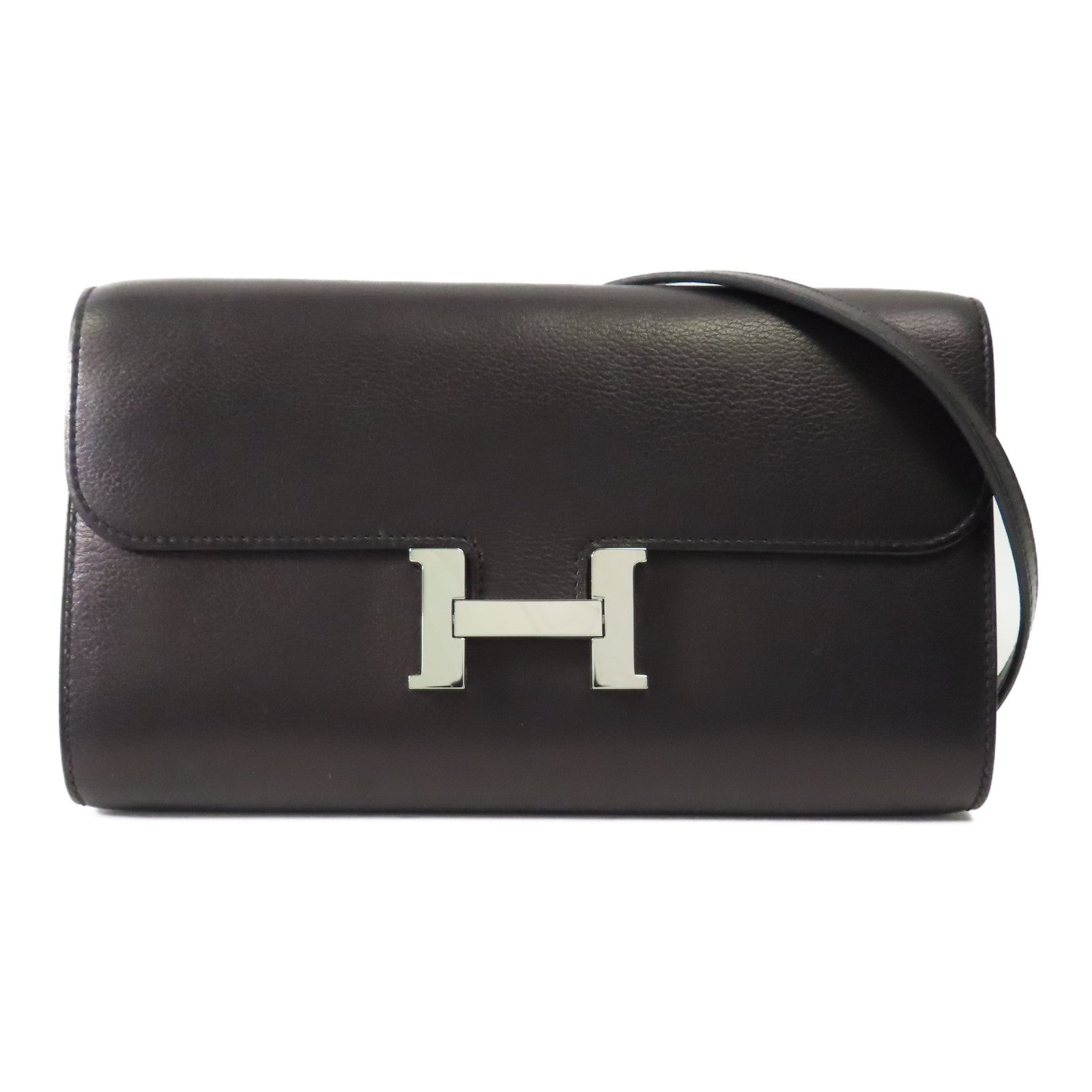 HERMES Evercolor皮革Constance To Go銀扣肩背袋Noir – Brand