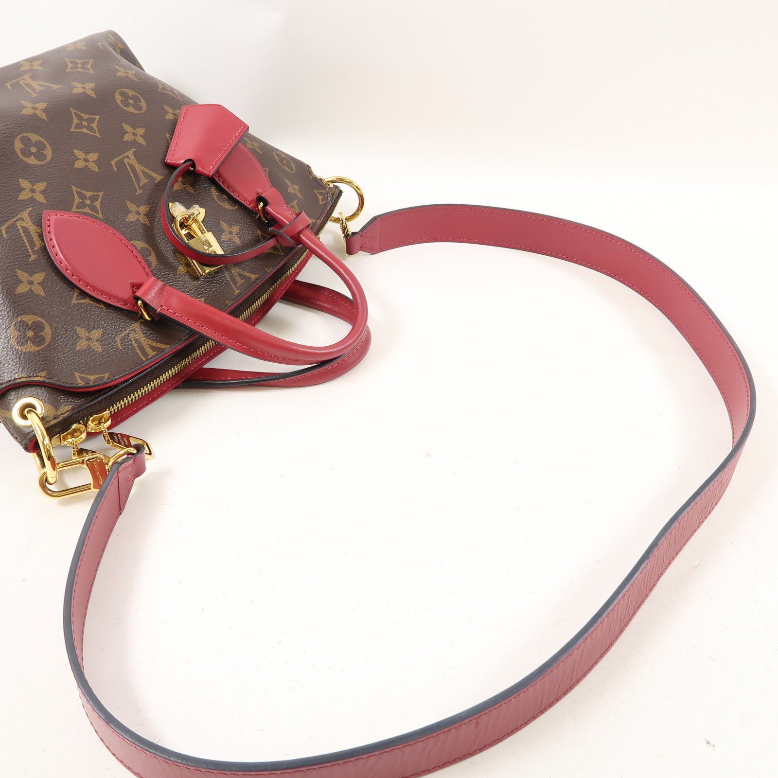 LOUIS VUITTON 【激減優惠】Monogram Flower Zipped Tote PM金扣手挽肩背兩用袋啡色