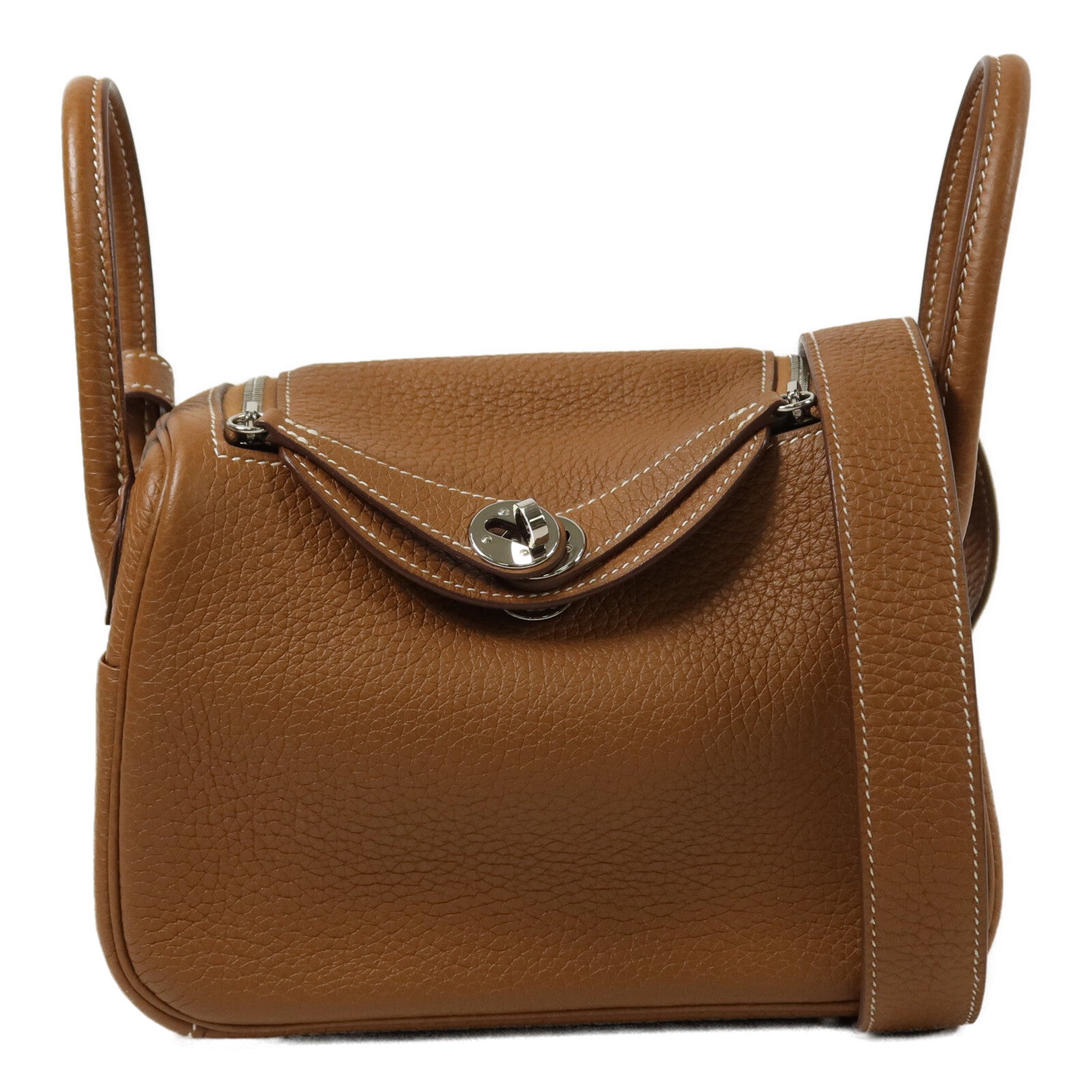HERMES Clemence皮革Mini Lindy手挽肩背兩用袋Gold