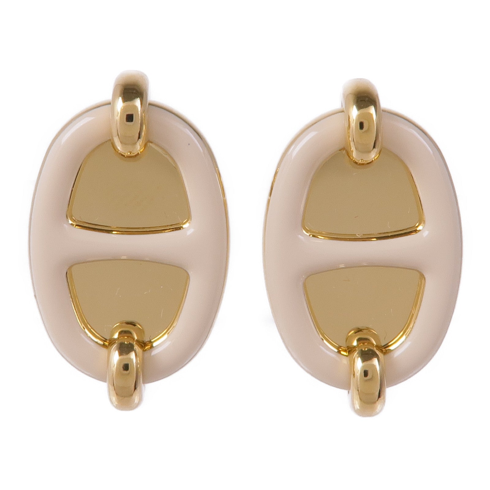 HERMES 金屬Mini Maillon Earrings耳環Creme