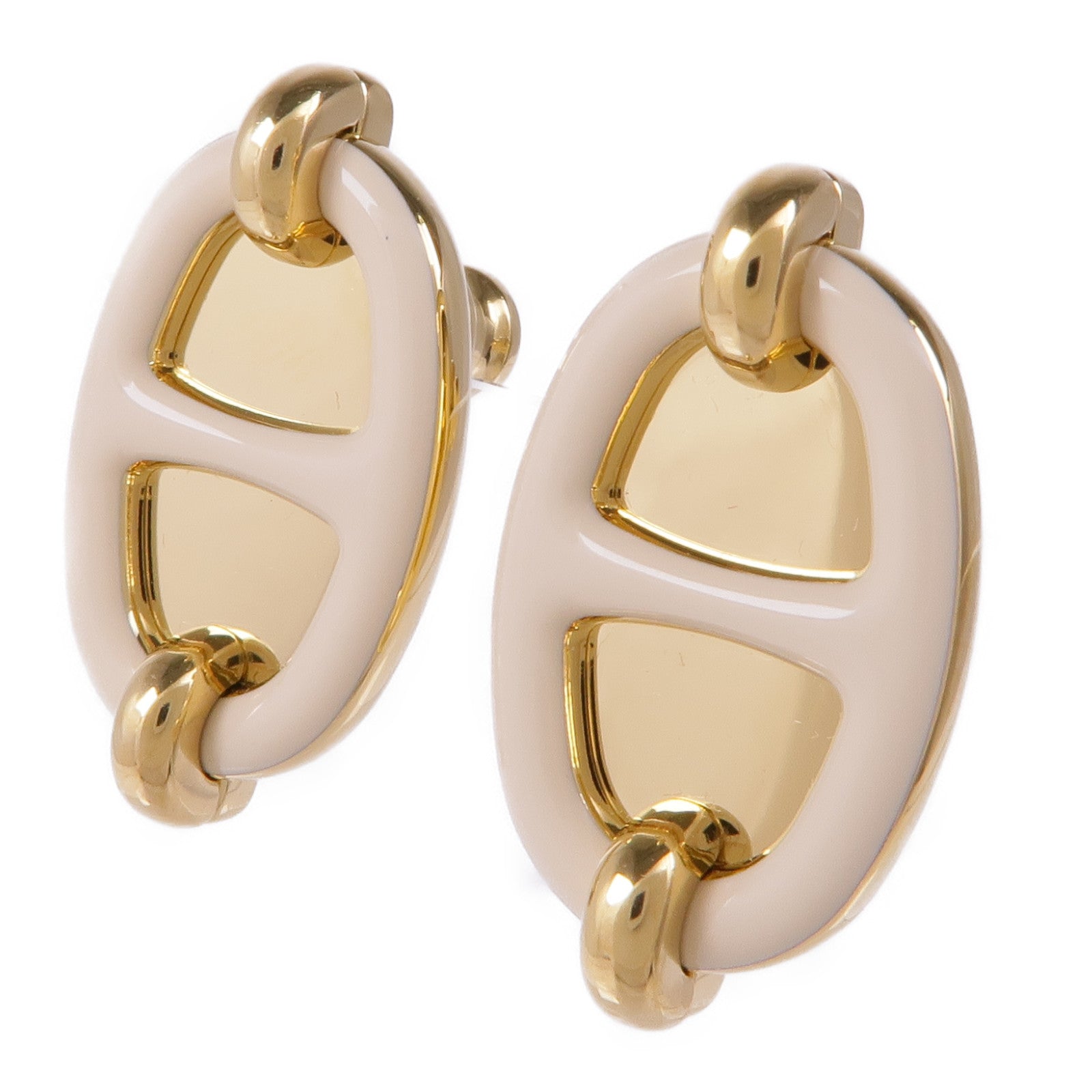 HERMES 金屬Mini Maillon Earrings耳環Creme