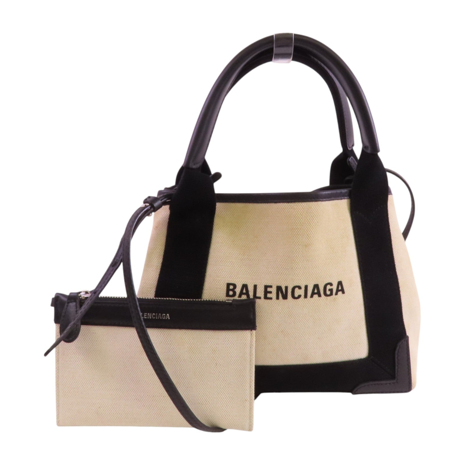 BALENCIAGA 【激減優惠】帆布Navy Cabas XS銀扣手挽肩背兩用袋