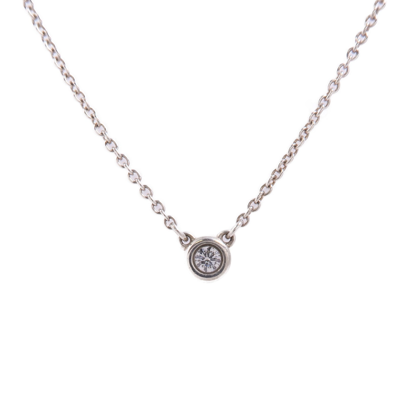 TIFFANY&CO 925純銀Elsa Peretti Diamond Necklace鑽石項鍊