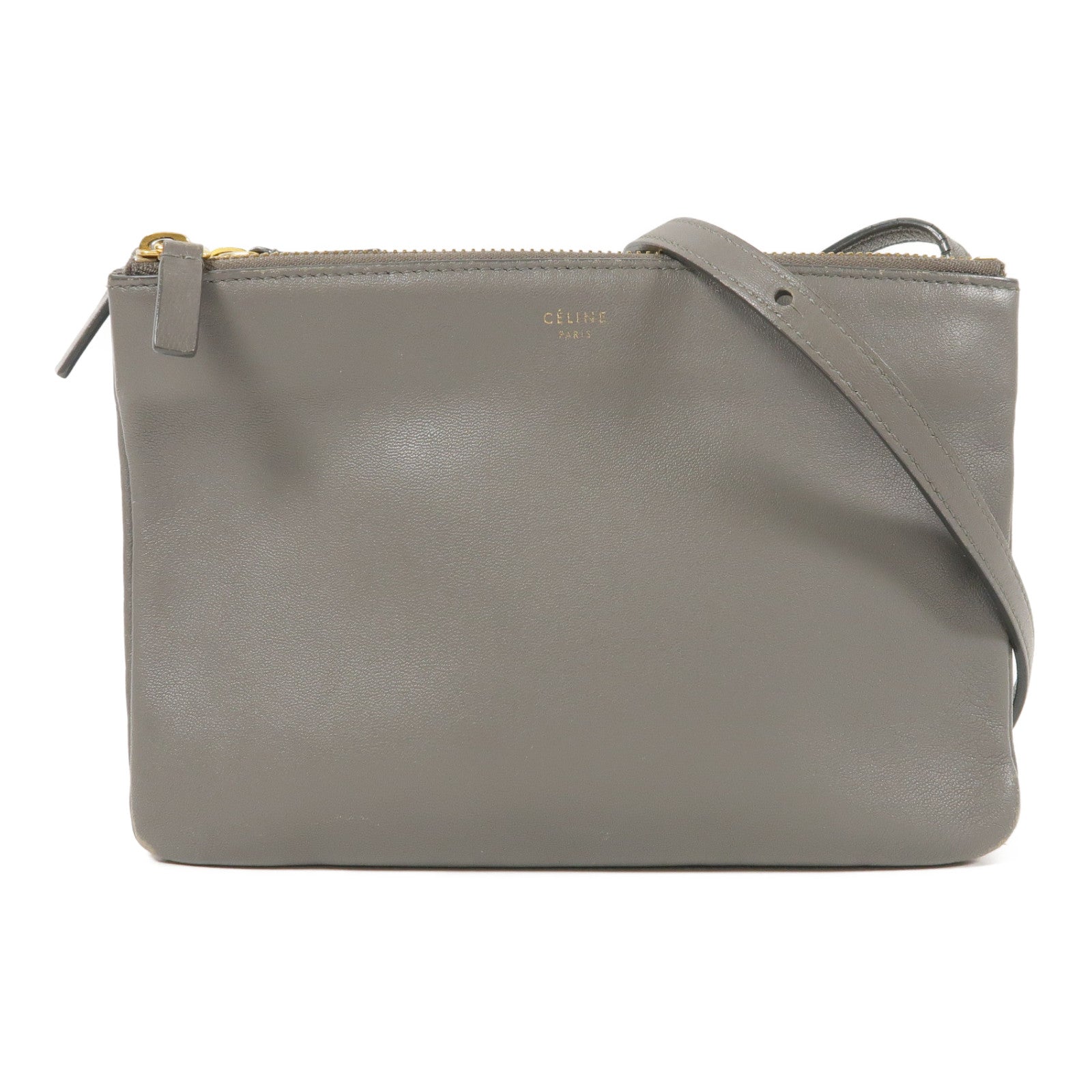 CELINE 羊皮皮革Trio金扣肩背袋