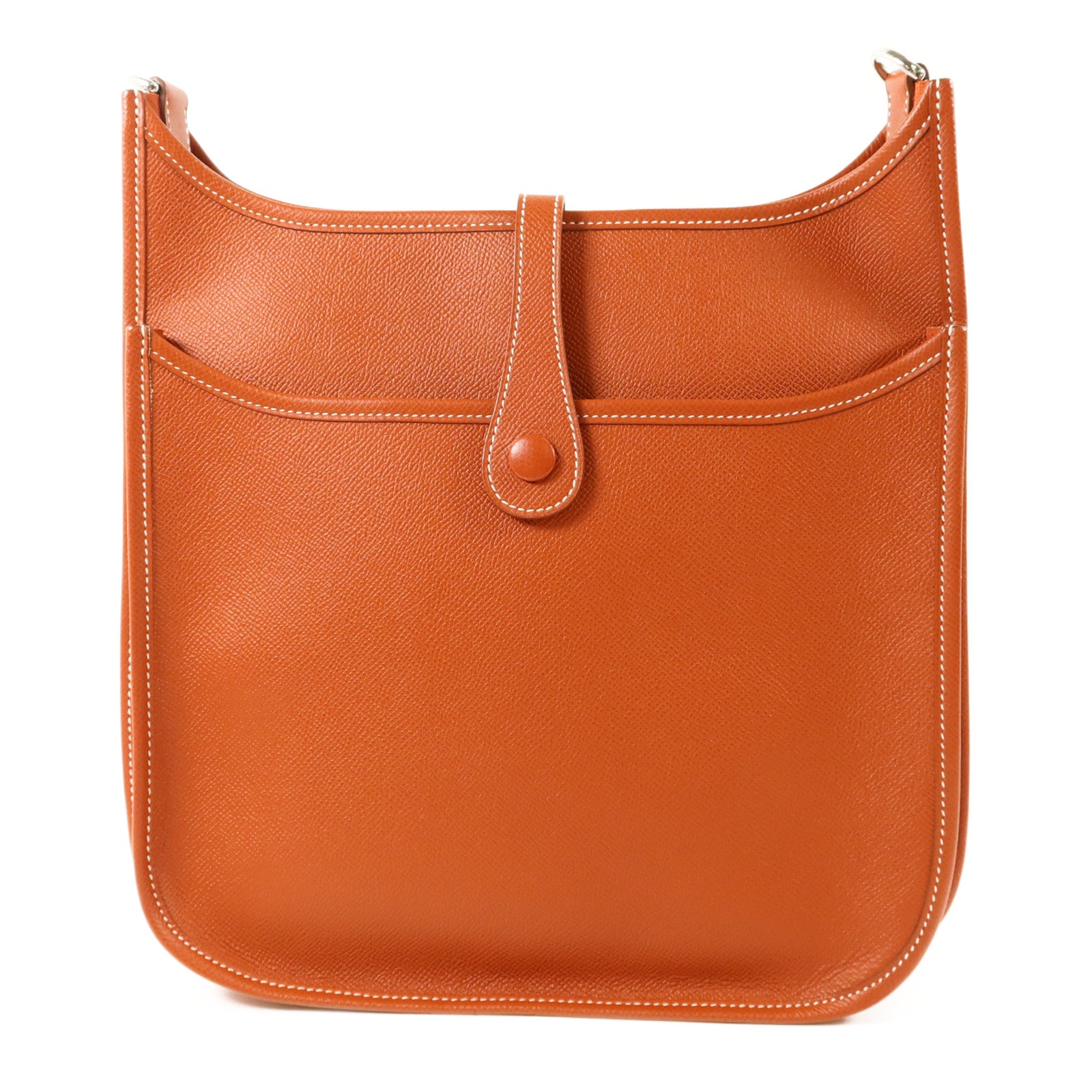 HERMES Epsom皮革Evelyne PM銀扣肩背袋Brique