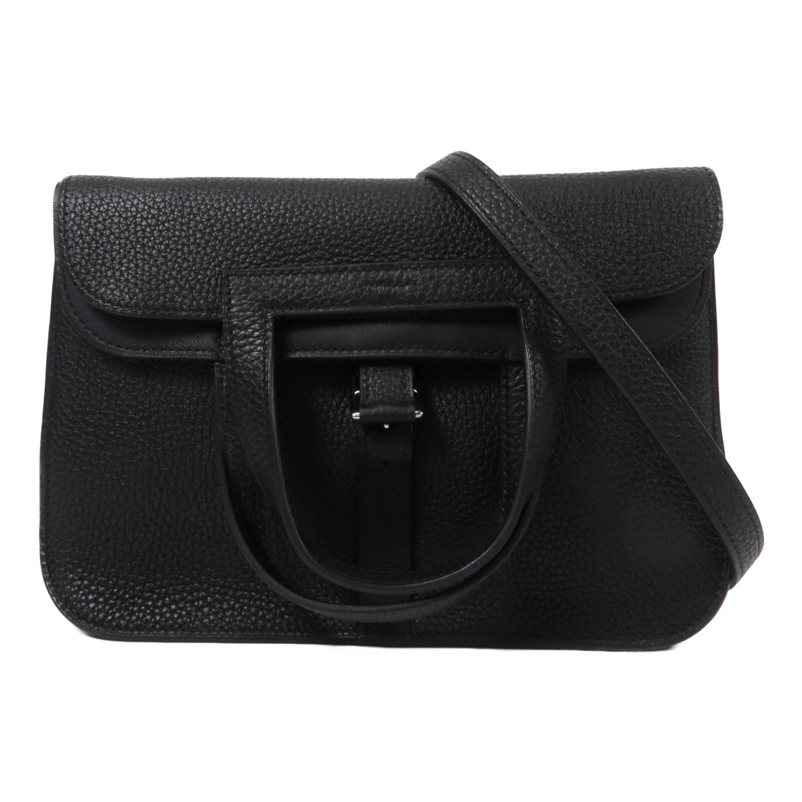 HERMES Clemence皮革Halzan 25手挽肩背兩用袋Noir