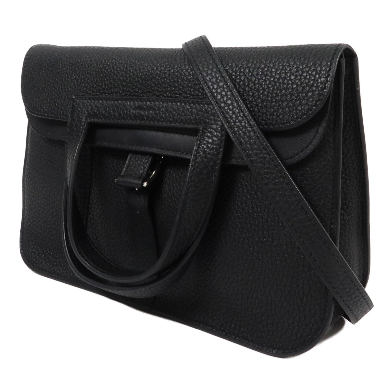 HERMES Clemence皮革Halzan 25手挽肩背兩用袋Noir