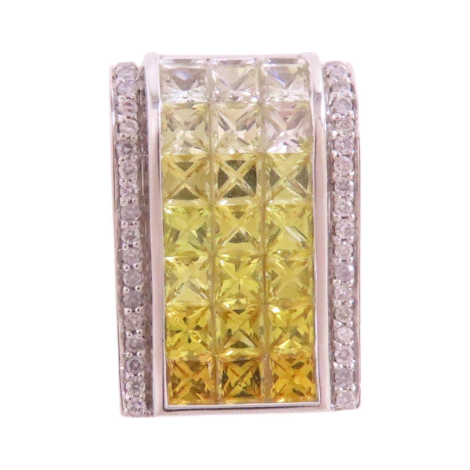 JEWELRY 【激減優惠】18K白金/黃藍寶石/鑽石Yellow Sapphire Diamond Pendant Top吊墜頭扣