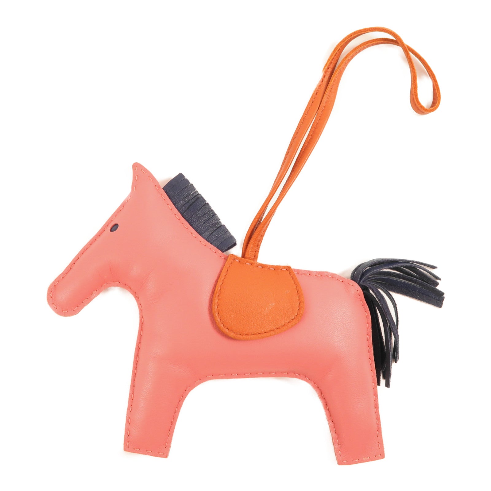 HERMES Milo皮革/Swift皮革Rodeo GM掛飾Rose Azalee