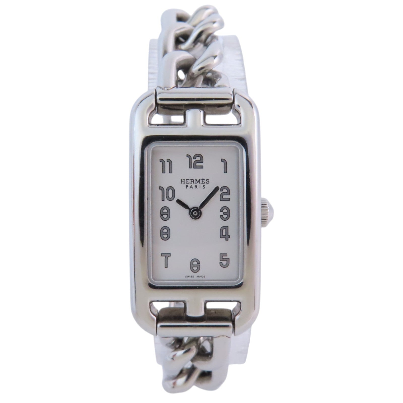 HERMES PHW Nantucket W04952WW00 Quartz Watch Stainless Steel White