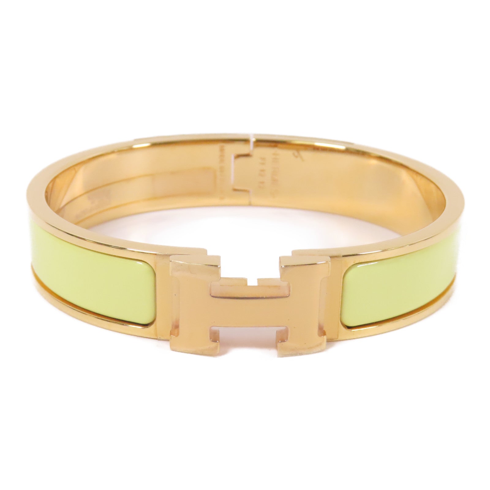 HERMES 金屬Clic H Bracelet手鐲Jaune Poussin