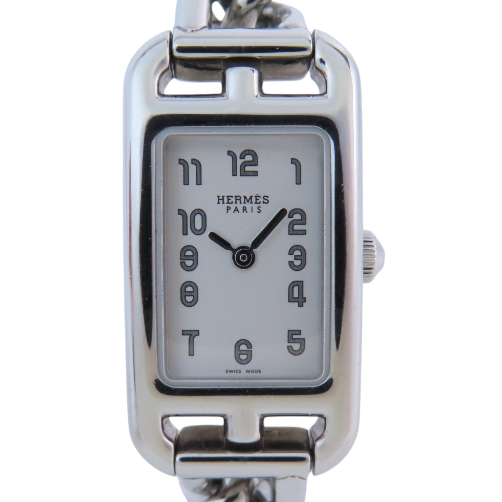 HERMES PHW Nantucket W04952WW00 Quartz Watch Stainless Steel White
