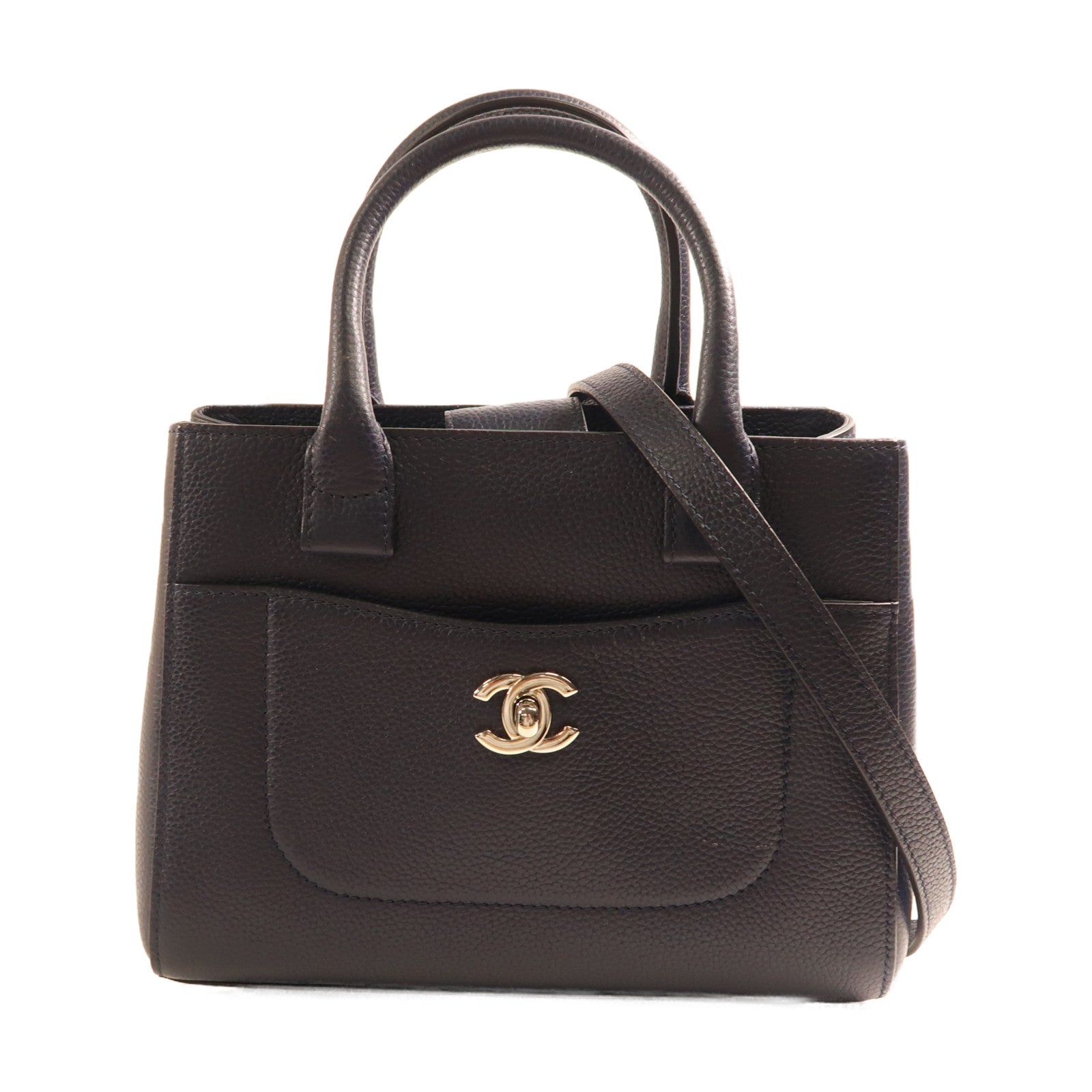 CHANEL 牛皮皮革2Way Shoulder Bag銀扣手挽肩背兩用袋