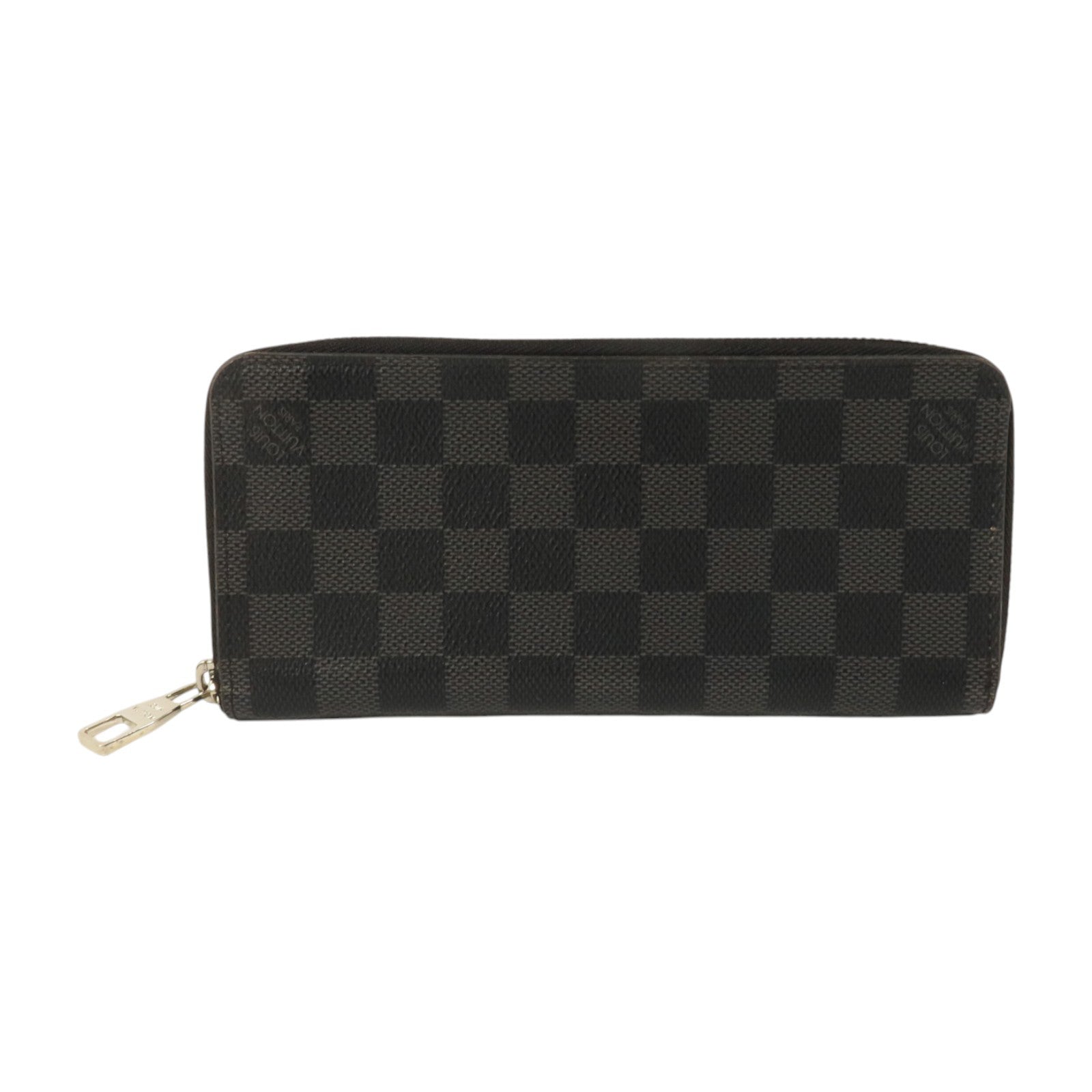 LOUIS VUITTON Damier Graphite Zipper Wallet Vertical銀扣長錢包