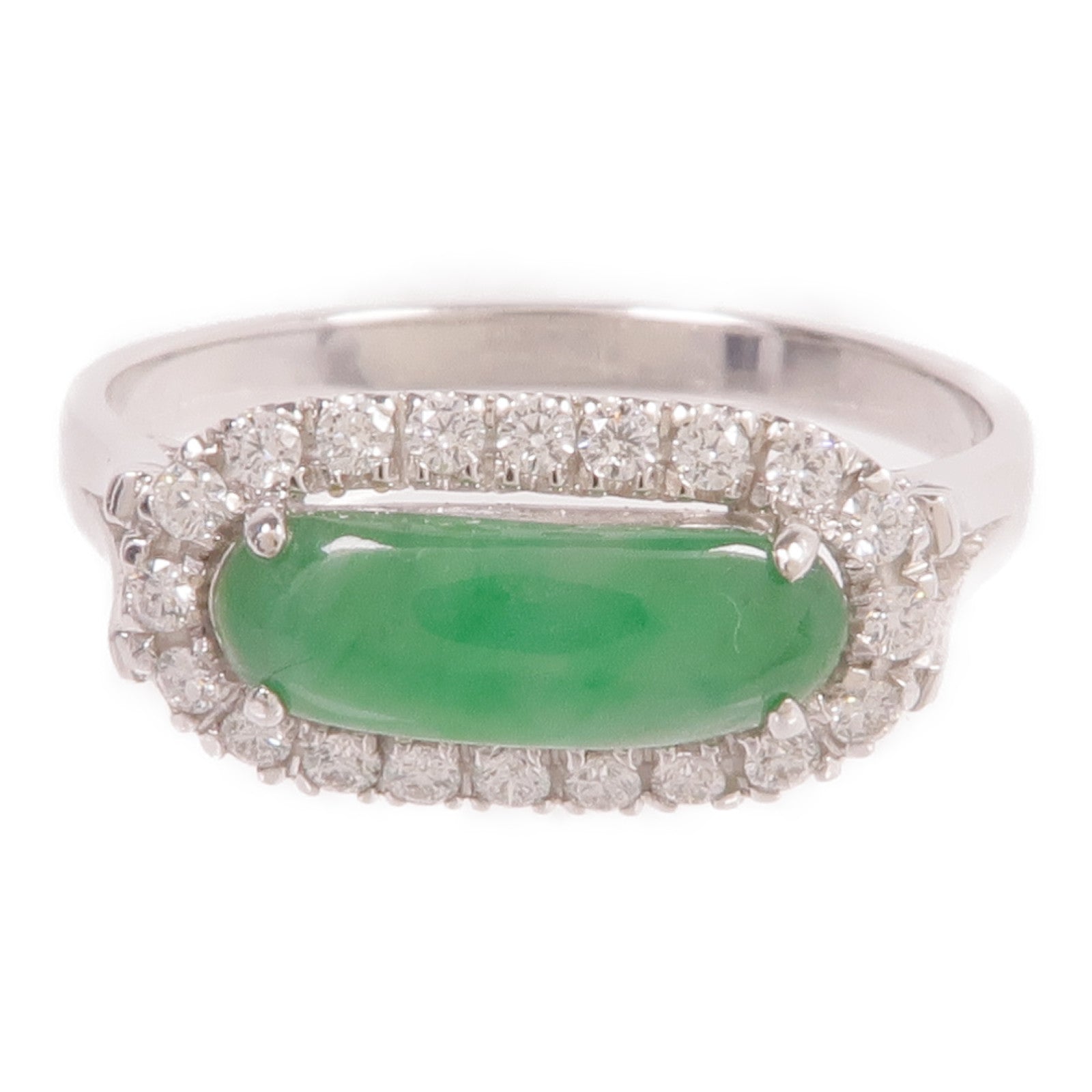 JEWELRY 18K白金Jade Diamond Ring翡翠/鑽石戒指US#9.25