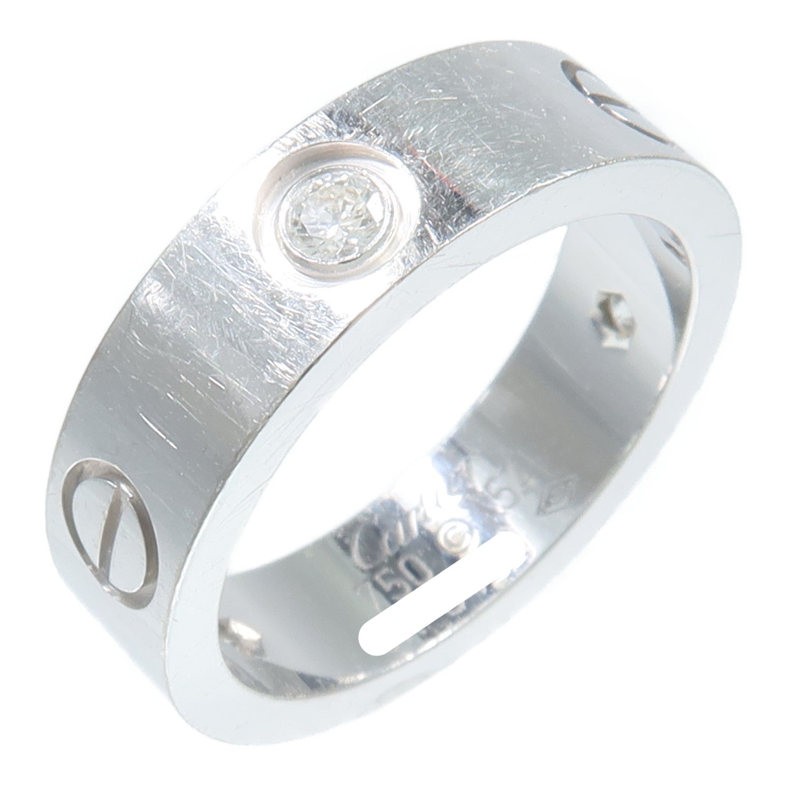 CARTIER 18K白金Love Ring 3P Diamond鑽石戒指