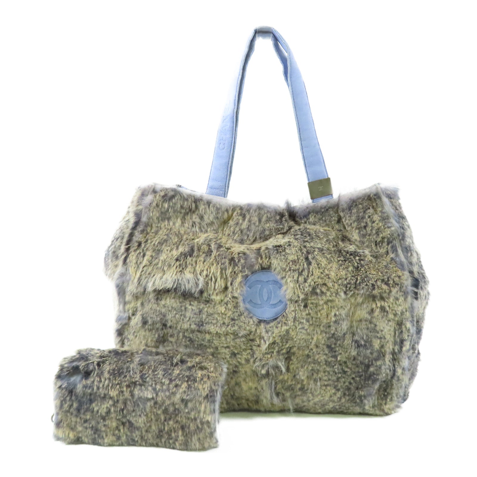 CHANEL 兔毛/絨布Handbag銀扣手挽袋