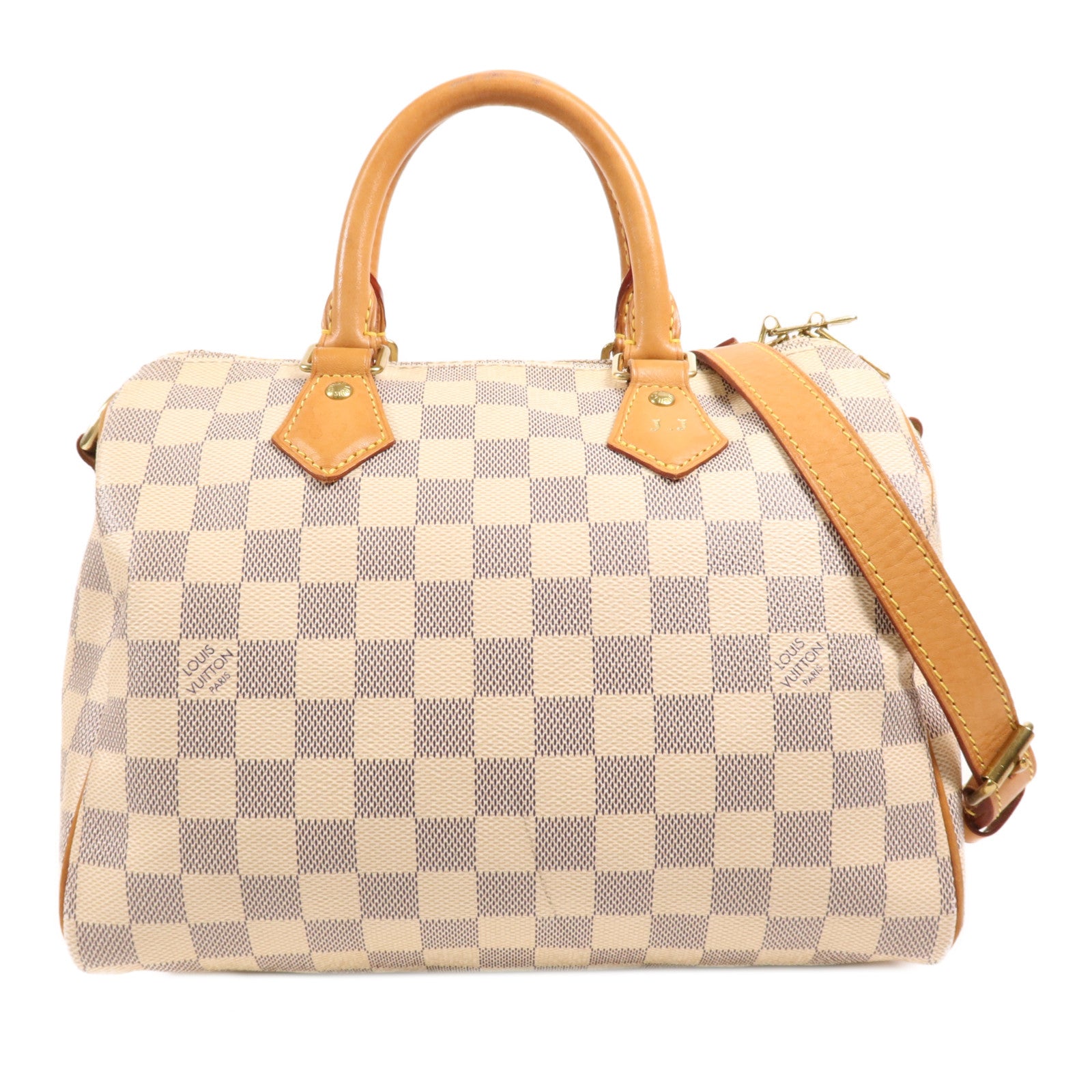 LOUIS VUITTON Damier Azur Speedy Bandouliere 25金扣手挽肩背兩用袋