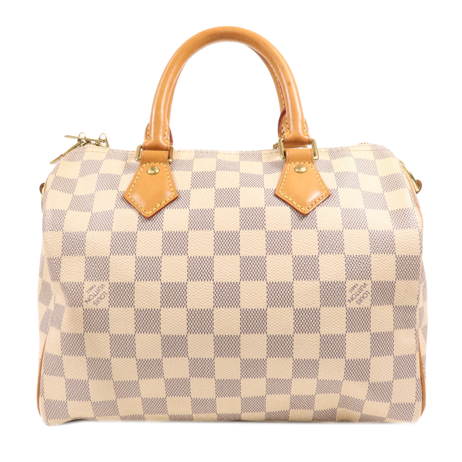 LOUIS VUITTON Damier Azur Speedy Bandouliere 25金扣手挽肩背兩用袋