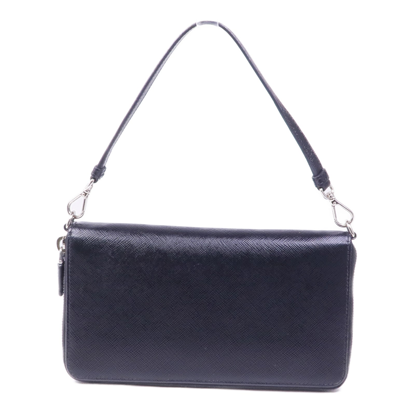 PRADA SHW Document Holder Long Wallet Calfskin Leather Black