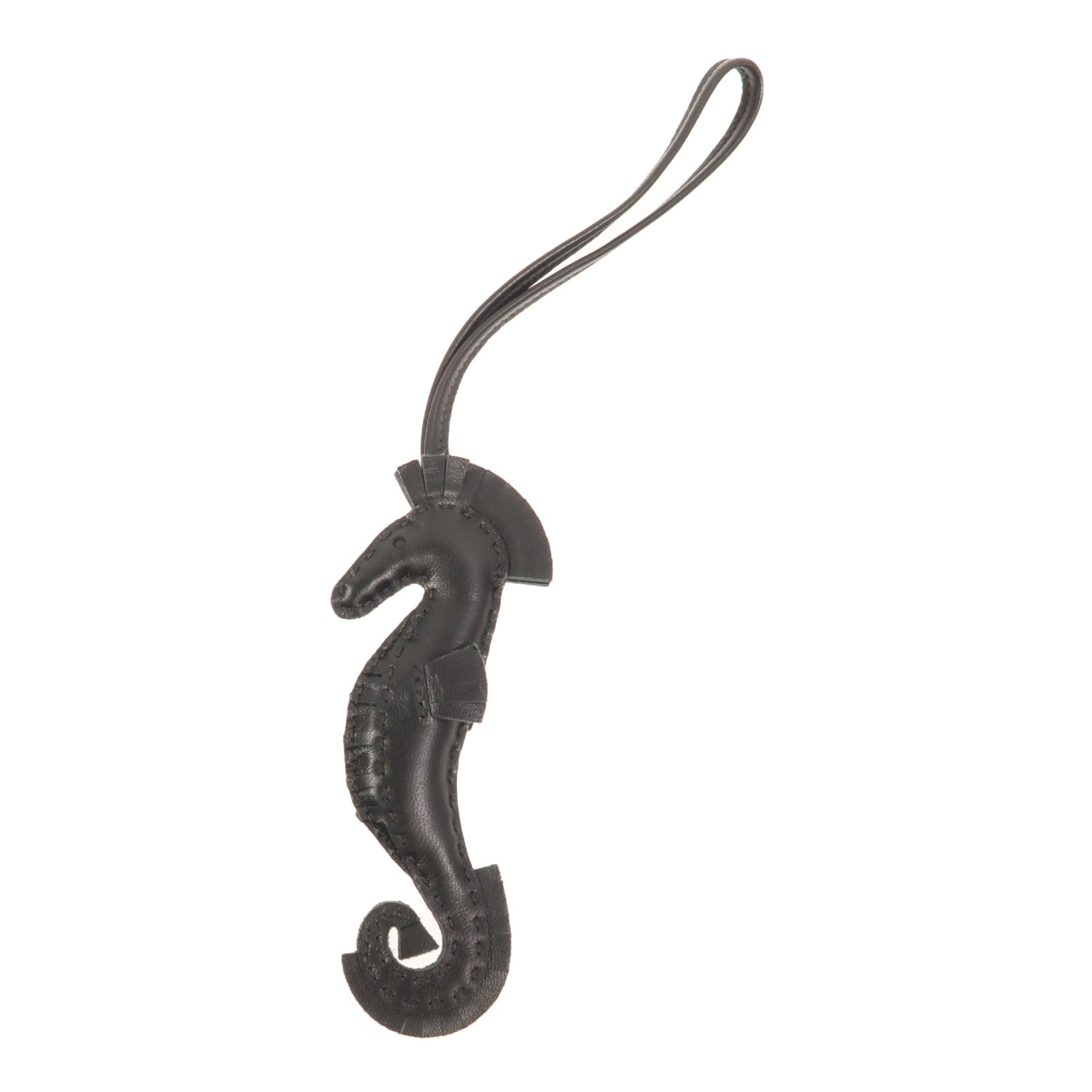 HERMES Milo皮革Hippo Seahorse Charm掛飾Noir