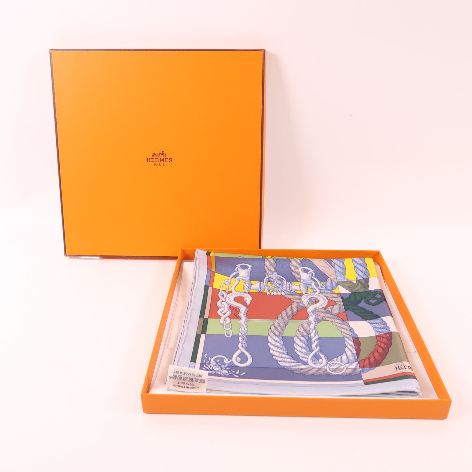 HERMES Scarf 40x40 Silk Multicolor