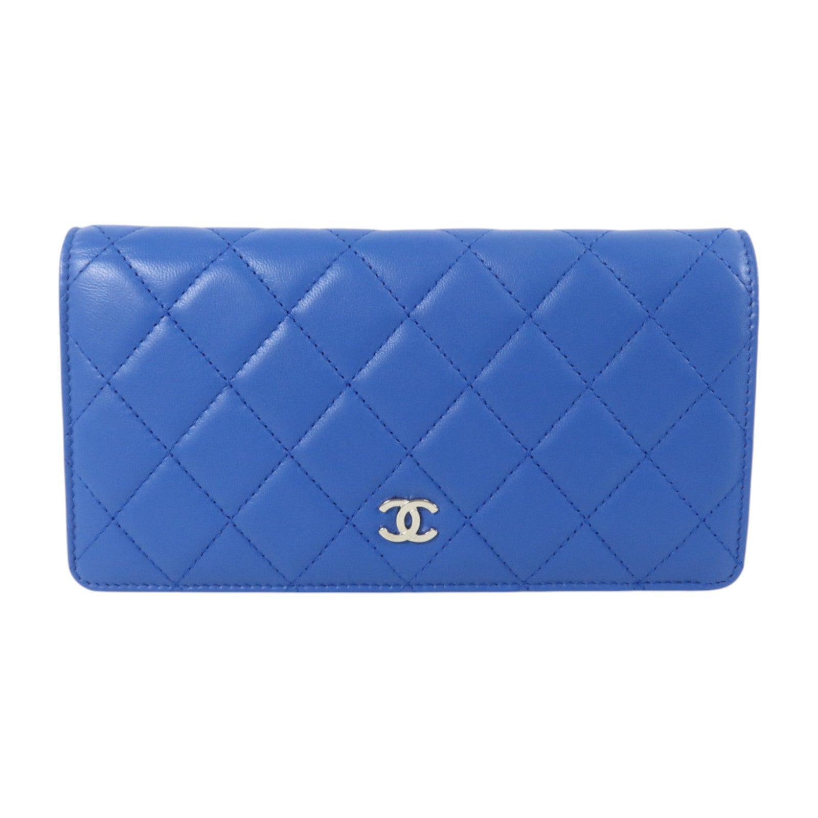 CHANEL 羊皮皮革Long Wallet銀扣長錢包